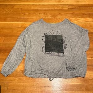 Torrid Gray Blouse Relaxed Fit Crew Neck